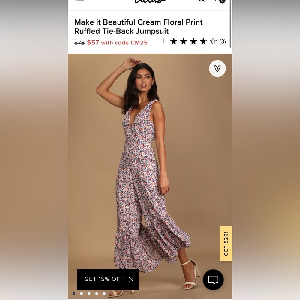 Never worn Lulus floral jumpsuit